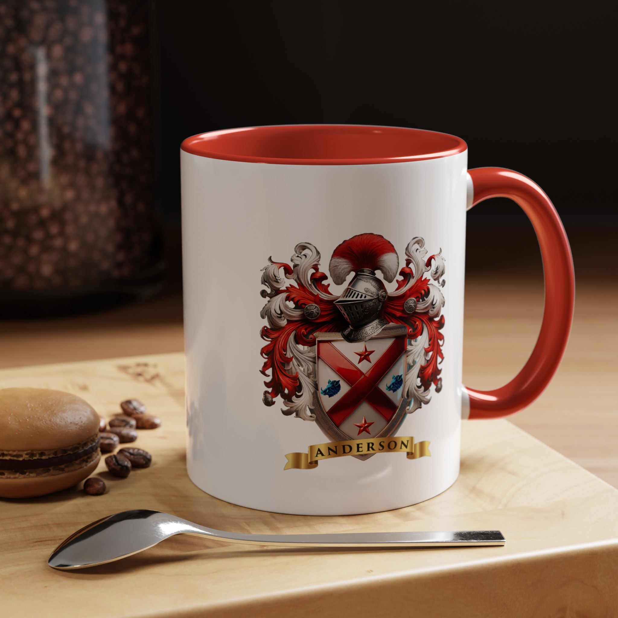 Anderson Family Crest, Complete Heraldic Design Accent Coffee Mug (11, 15oz)